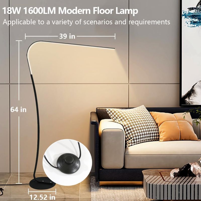 Photo 1 of Arch Floor Lamps for Living Room, 18W 1600LM Modern Standing Lamp , Standing Corner Lamp with Stepless 3000K-6000K Color, 5.5Ft Tall Lamp for Reading