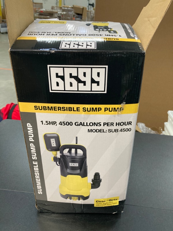 Photo 2 of 6699 1HP Handy Utility Pump Submersible Water Pump 4500GPH High Flow to Remove Clean/Dirty Water for Swimming Pool Pond Hot Tub Flooded House Rain Barrel with Float Switch SUB 4500 4500GPH with Floater