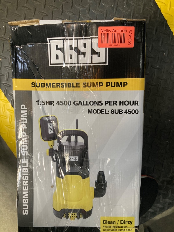 Photo 4 of 6699 1HP Handy Utility Pump Submersible Water Pump 4500GPH High Flow to Remove Clean/Dirty Water for Swimming Pool Pond Hot Tub Flooded House Rain Barrel with Float Switch SUB 4500 4500GPH with Floater