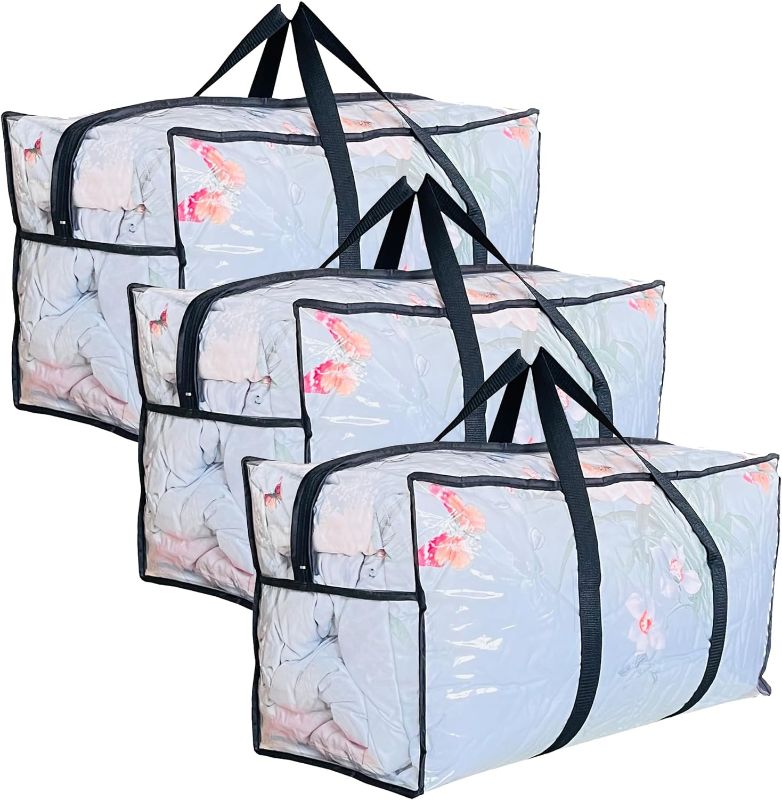 Photo 1 of 2 PACK BUNDLE//Clear Storage Bags with Zipper and Handles, Large Plastic Storage Containers for Blanket, Quilts, Clothes