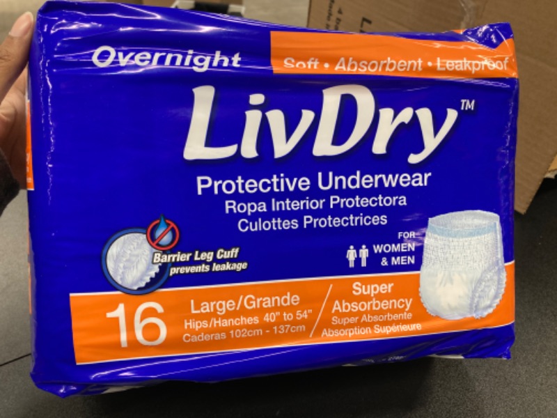 Photo 4 of LivDry Adult Diapers Large Incontinence Underwear, Overnight, Leak Protection, 16-Pack Large (16 Count)