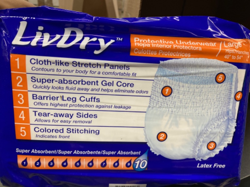 Photo 4 of LivDry Adult Diapers Large Incontinence Underwear, Overnight, Leak Protection, 16-Pack Large (16 Count)