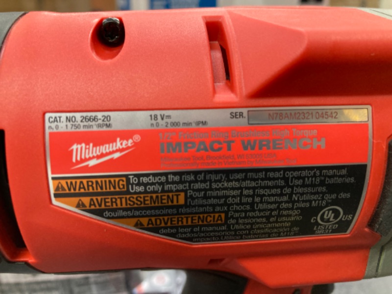 Photo 5 of Milwaukee
M18 18V Lithium-Ion Brushless Cordless 1/2 in. Impact Wrench with Friction Ring Kit