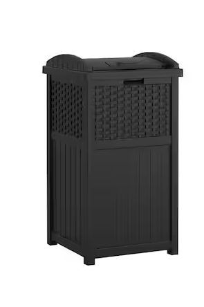 Photo 1 of 30 Gal. Black Outdoor Trash Can with Lid