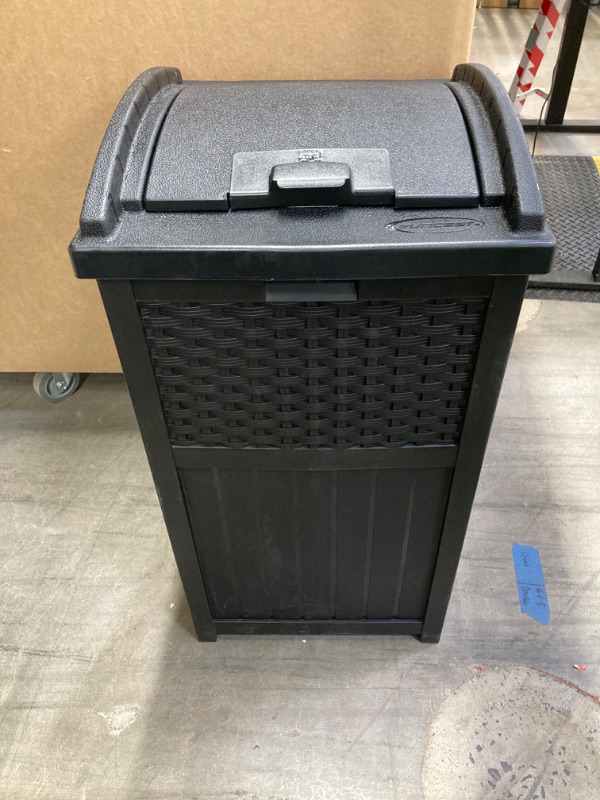 Photo 2 of 30 Gal. Black Outdoor Trash Can with Lid