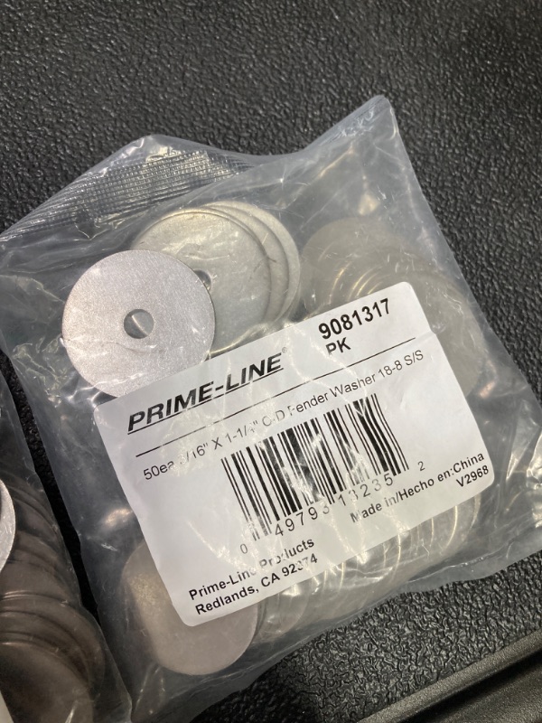 Photo 3 of 2 PACK//Prime-Line 9081317 Fender Washers, 3/16 In. X 1-1/4 In. OD, Grade 18-8 Stainless Steel (50 Pack)