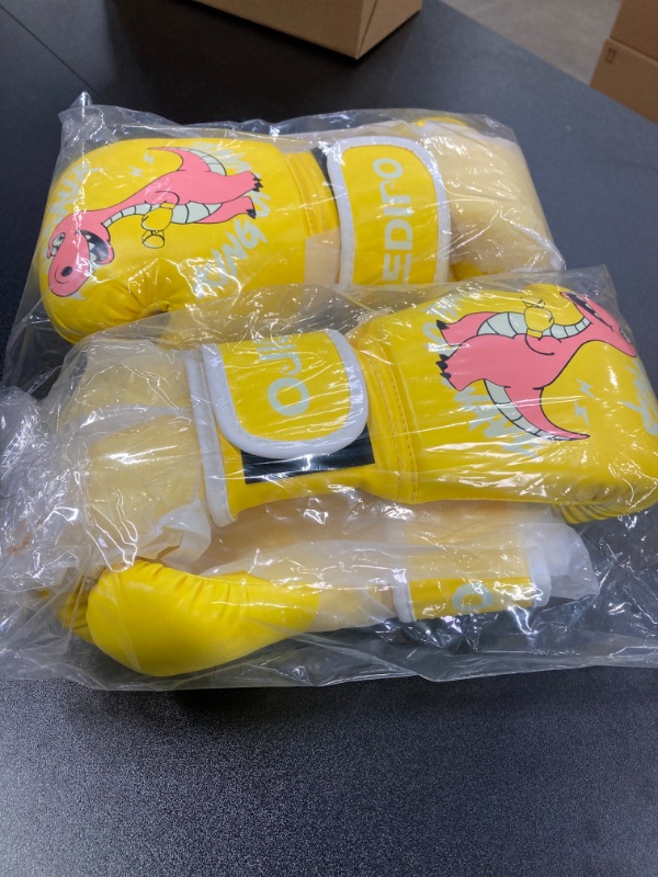 Photo 4 of 2 PACK///Kids Boxing Gloves for Boys and Girls, Youth Boxing Training Gloves for Kids 3-15, 4&6OZ Punching Bag Kickboxing Thai Mitts MMA Training Sparring Gloves Yellow 4OZ