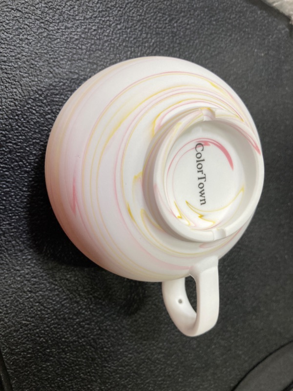 Photo 1 of ***PLEASE SEE PHOTOS***COFEEE Cup Ceramic Mug with Saucer and Scoop 13oz Handcrafted Coffee Gift from Jingdezhen China Cups for Home and Office for Cappuccino Latte Amer latte cups Microwave Safe Brown