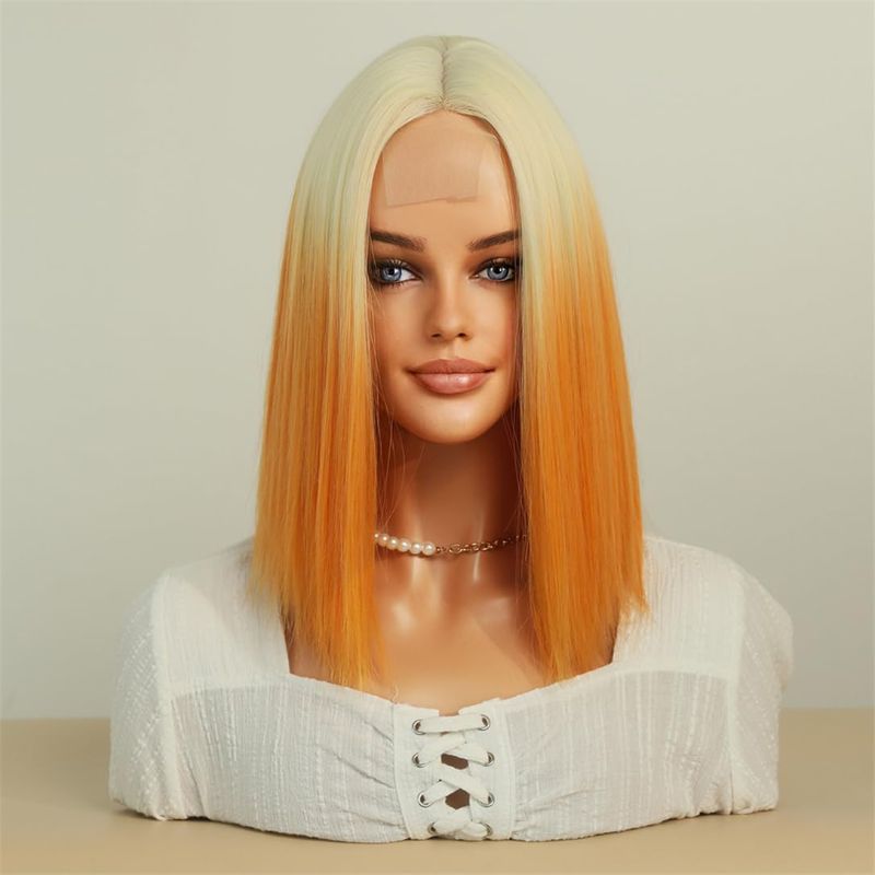 Photo 1 of Pulcykp Middle Straight Ombre Wigs For Women Synthetic Wigs Bangs Short Bob Wig Heat Resistant Cosplay Wigs SZ5042-1