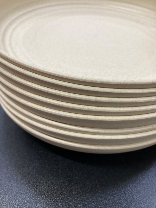 Photo 3 of Grow Forward Premium Wheat Straw Dessert Plates - 8 Inch Unbreakable Reusable Microwave Safe Hard Plastic Plates - Small Dinner Plates Set of 8 for Kitchen, Camping, Patio, RV, Kids - Sahara Sahara Beige 8 inch