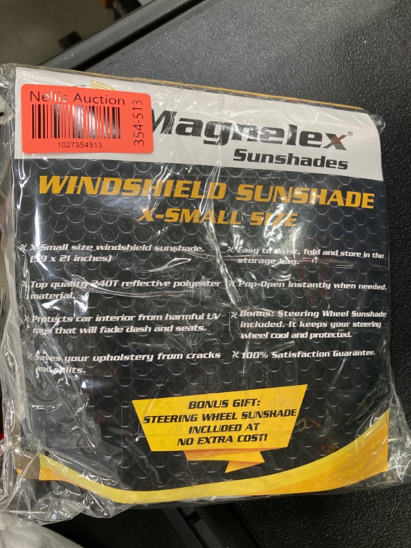 Photo 2 of Magnelex Windshield Sun Shade for Jeep Wrangler, Rubicon, Gladiator with Bonus Steering Wheel Sun Shade. 240T Reflective Fabric Blocks Sun. Foldable Sun Shield Keeps Your Vehicle Cool X-SMALL - (59" x 21")