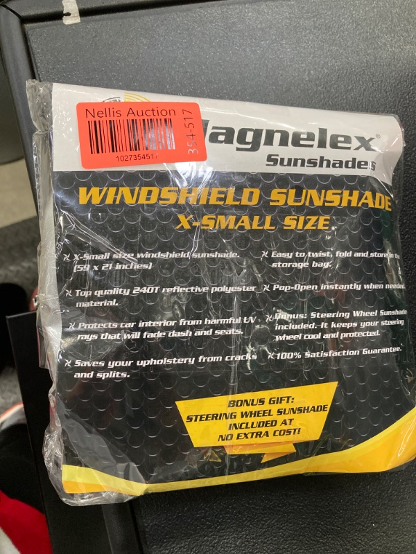 Photo 2 of Magnelex Windshield Sun Shade for Jeep Wrangler, Rubicon, Gladiator with Bonus Steering Wheel Sun Shade. 240T Reflective Fabric Blocks Sun. Foldable Sun Shield Keeps Your Vehicle Cool X-SMALL - (59" x 21")