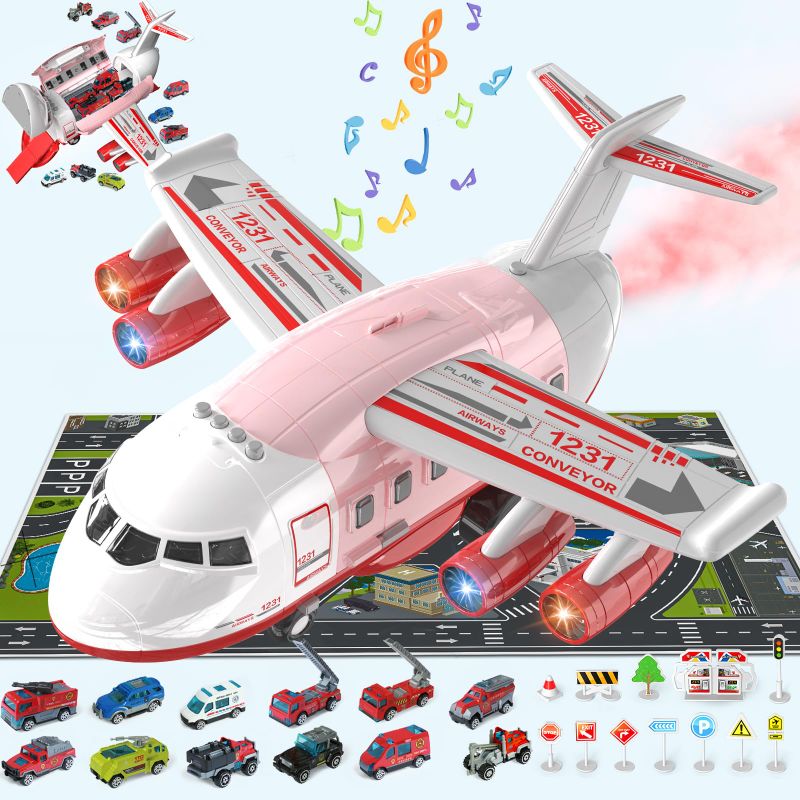 Photo 1 of Doloowee Airplane Toys for 3+ Year Old - Transport Cargo Airplane Car Toy Play Set - 12PCS Construction Cars Toy Airplane