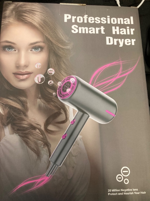 Photo 1 of 1875 Watt Hair Blow Dryer with Comb Diffuser& Concentrator, Negative Ionic Lightweight Portable Hairdryer for Travel, Professional Fast Drying Salon Blow Dryer for Curly Hair- Grey Small-Grey
