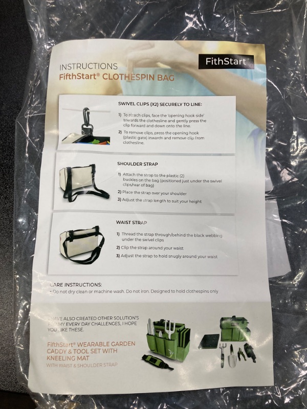 Photo 1 of 2 PACK BUNDLE///Wearable Clothespin Bag with Shoulder & Waist Strap. Double Secure Clips & Clever Quick Dry Mesh Clothes Pins Bag Holder. Clothes Pin Bag That Holds Up To 300 Medium Clothespins (Green, Zip Top)