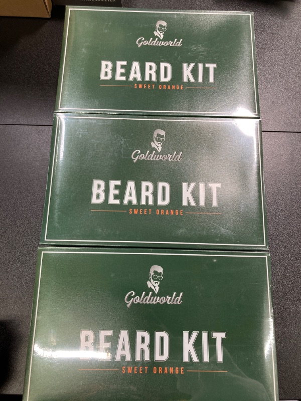 Photo 2 of ***3 PACK BUNDLE*** Beard Kit, Beard Growth Grooming Kit w/2 Pack Beard Oil & 2 Pack Beard Balm, Christmas Stocking Stuffers Gifts for Men Him Husband Dad Boyfriend, Shaving Kit w/Beard Wash Comb Brush (Orange)