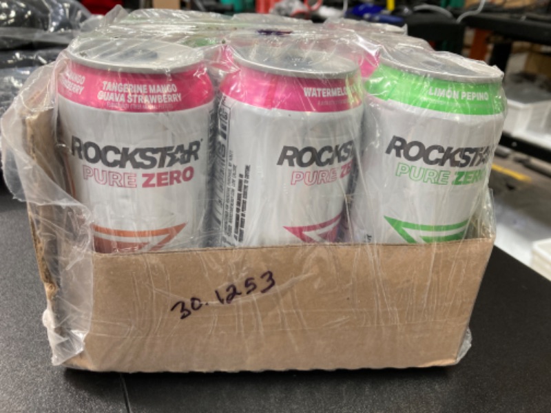 Photo 5 of Rockstar Pure Zero Energy Drink,3 Flavor Pure Zero Variety Pack 1, 0 Sugar, with Caffeine and Taurine, 16oz Cans (12 Pack) (Packaging May Vary) Watermlon Kiwi Variety Pack 16 Fl Oz (Pack of 12)///EXP 4.1.2024