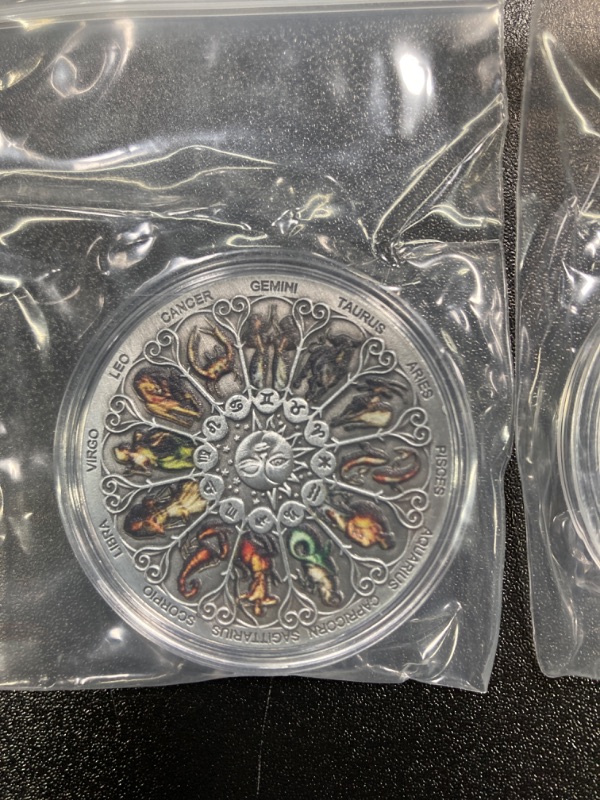 Photo 2 of 9 PACK BUNDLE///Twelve Constellations Colorful Challenge Coin Zodiac Lucky Coin Good Luck Charm Sun God//SEE PHOTOS