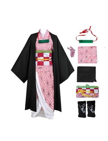 Photo 1 of Kamado Cosplay Demon Slayer Nezuko Cosplay Costume Kimono Haori Anime Outfit Adult Kids Halloween for Men Women Halloween(XXL)