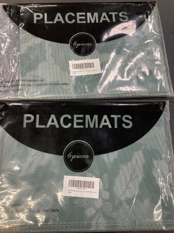 Photo 1 of 2 PACK BUNDLE////FunWheat Placemats Set of 6 Vinyl Washable Place Mats Green 6pcs