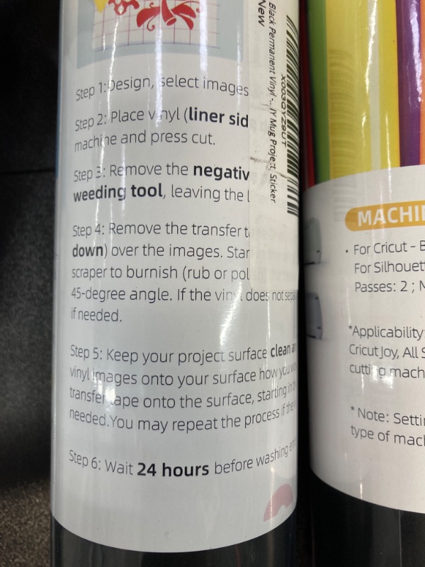 Photo 4 of 2 PACK BUNDLE///Black Permanent Vinyl - 12"x30FT Matte Black Vinyl for Cricut, Adhesive Vinyl Roll for for Cricut, Silhouette Cameo & Other Cutters - Vinyl for Home Decoration, DIY Mug Project, Sticker
