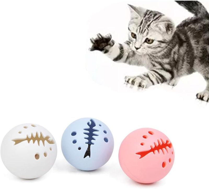 Photo 1 of 5 PACK BUNDLE///HFLWYWD Cat Toy Fish Bone Balls,3pcs Set Hollow Out Replaceable Detachable Fish Bone Bell Ball Indoor Kitten Teaser Sound Toy,Indoor Cat Play Toy Teaser Toys Interactive Dogman Toys