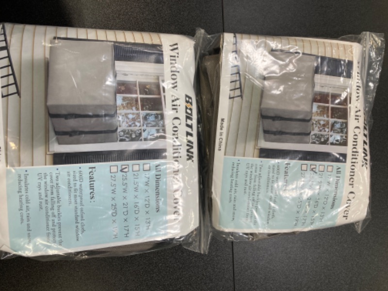 Photo 2 of 2 PACK BUNDLE///Window Air Conditioner Covers for Outside Units, AC Cover for Outdoor fits up to 25.5W x 21D x 17H inches,Grey 25.5"W x 21"D x 17"H Grey