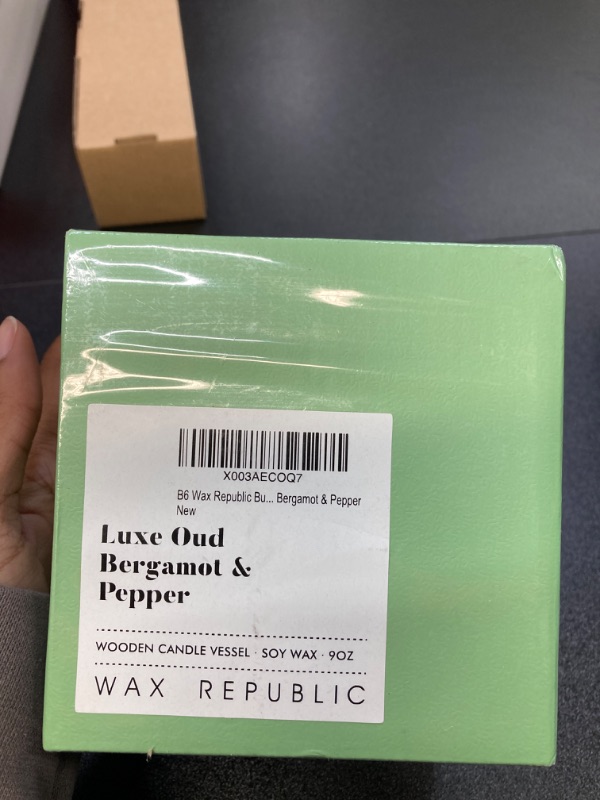 Photo 2 of Hidden Label Scented Candles with Replaceable Tin Candle, Luxe Oud Bergamot & Pepper, 9oz Wood Wicked Crackling Candles///unopened box