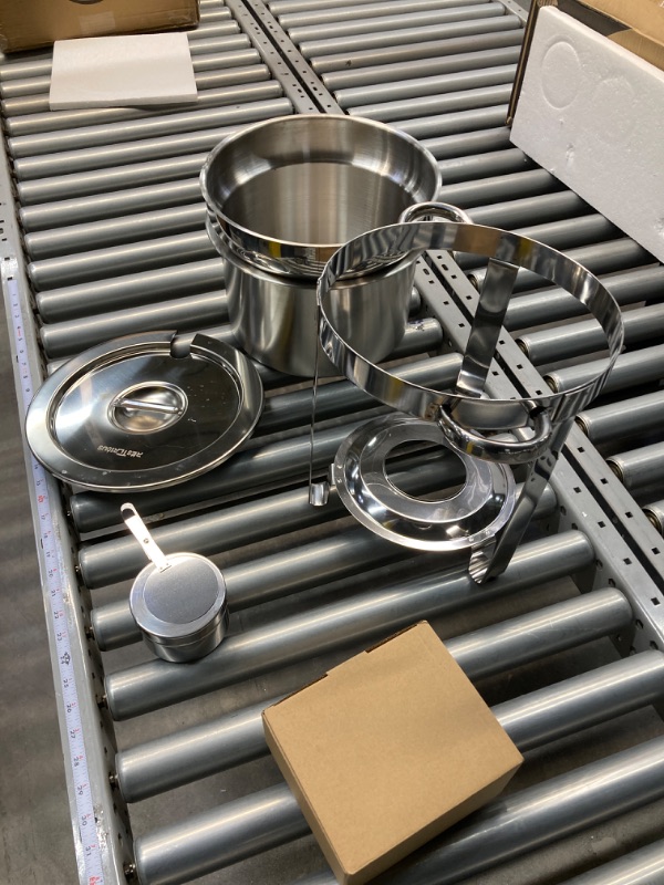 Photo 1 of Restlrious Soup Chafer 11 QT Stainless Steel Round Soup Warmer with Electric Heating Plate, Large Marmite Soup Chafer with Pot Lid and Frame, Commercial Grade for Catering Parties Events Banquets 11QT 1 Pack