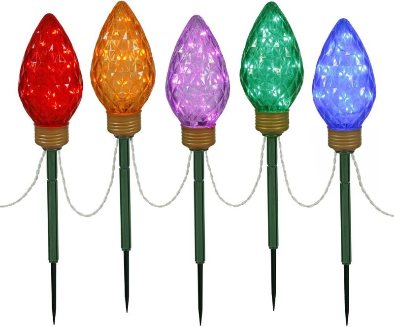 Photo 1 of Vickerman C9 Shape Extra Large Lighted LED Christmas Pathway Markers Lawn Stakes - Multi

