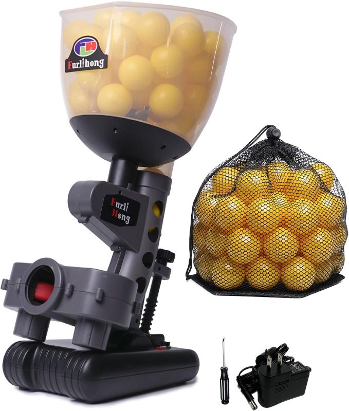 Photo 1 of 692BH Baseball Pitching Machine, Use Ping Pong Size Training Balls for Visual Acuity and Hitting Accuracy Improvement, Powered by Batteries or AC Power, Includes 60 pcs Balls