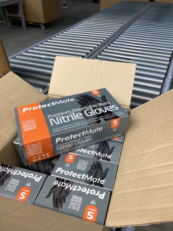 Photo 3 of Protectmate Black Nitrile Disposable Gloves | 5 mil Thickness | Powder Free | Latex Free | Industrial Disposable Gloves | Food-Safe Disposable Gloves | Small (case of 1000) Small (Case of 1000) Black (Case of 1000)