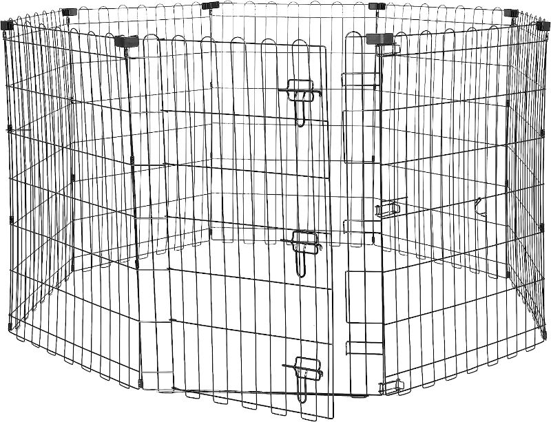 Photo 1 of Amazon Basics Foldable Octagonal Metal Exercise Pet Play Pen for Dogs, Fence Pen, Single Door, Black, 60 x 60 x 36 Inches