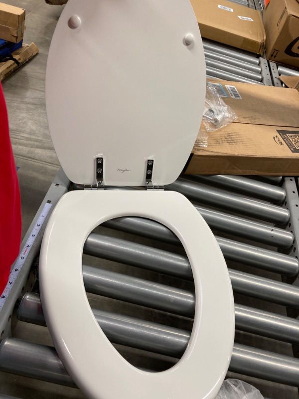 Photo 4 of Bemis 19170CSLA 000 Alesio Toilet Seat with Chrome Hinges will Slow Close, Never Loosen and Provide the Perfect Fit, ELONGATED, High Density Enameled Wood, White