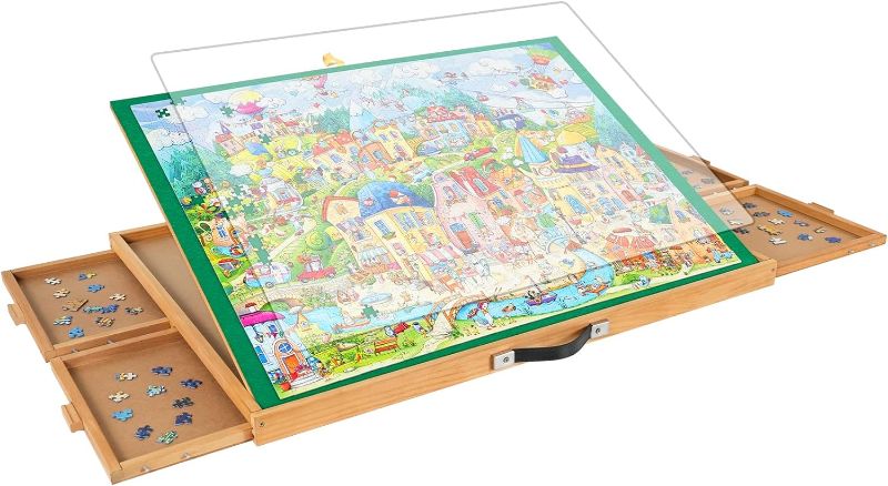 Photo 1 of ALL4JIG Adjustable Jigsaw Puzzle Board with 4 Drawers & Cover - 3-Tilting-Angle Jigsaw Wooden Puzzle Table for Adults 25"x34"Jigsaw Portable Puzzle Table Top Easel Birthday Gift for mom
