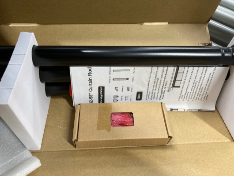 Photo 3 of MISSING GLASS BALLS!!! KAMANINA 1 Inch Curtain Rod 32 to 58 Inches (2.6-4.8ft), Black Curtain Rods for Windows, Single Drapery Rods with Crackle Glass Finials Black 32-58"