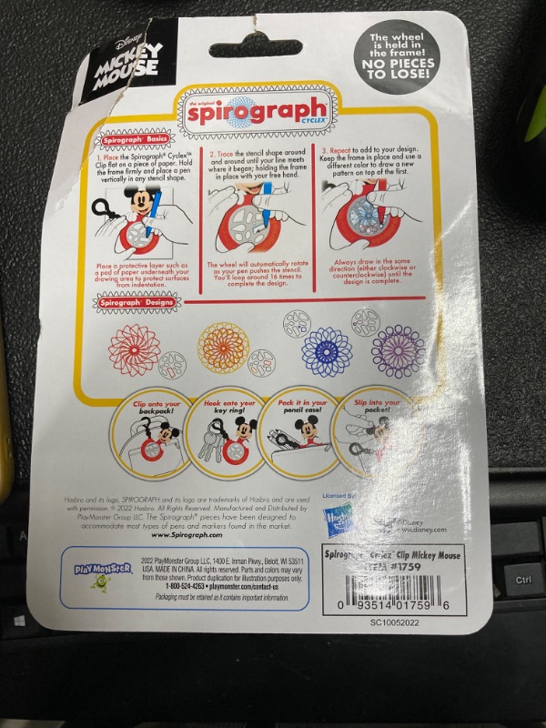 Photo 3 of Spirograph Cyclex Clip Mickey Mouse - Disney - The Easy Way to Make Countless Amazing Designs - Rotating Stencil Wheel - Travel Ages 5+
