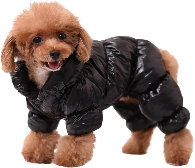 Photo 1 of AOFITEE Dog Coat, Waterproof Dog Jacket for Winter, Fullbody Dog Coats Snowsuit, Windproof Puppy Down Jacket Puffer Coat, Fleece Winter Vest for Dogs, Cold Weather Dog Coats for Small Dogs, Black 2XL
