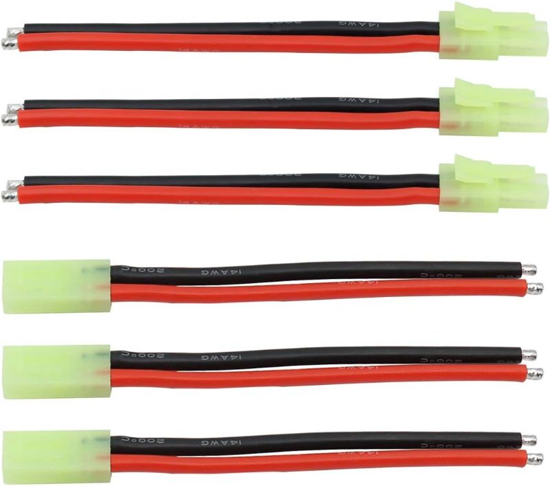 Photo 1 of 3 Pairs Mini Tamiya Male Female Battery Connectors with Silicone Wire Compatible with RC Airplane Quadcopter car Boat Lipo Battery ESC Charger?14AWG 10cm?
