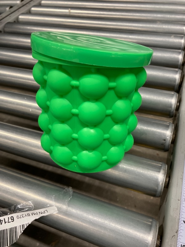 Photo 4 of ALLADINBOX Ice Cube Mold Ice Trays, Large Silicone Ice Bucket, (2 in 1) Ice Cube Maker, Round,Portable (Green)
