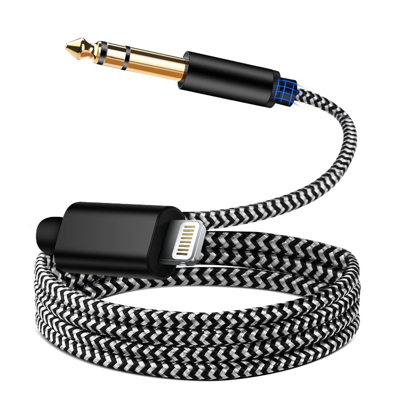 Photo 1 of [ MFi Certified] 6.6FT Lighting to 1/4 TRS Audio Stereo Cable, 6.35mm 1/4 Male Aux Audio Cord Compatible with iPad, iPhone 13 Pro for Amplifier, Mixer, Home Theater, Speaker ect
