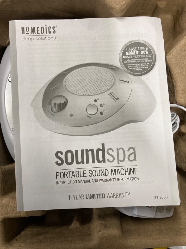 Photo 1 of Homedics SoundSleep White Noise Sound Machine, Silver, Small Travel Sound Machine with 6 Relaxing Nature Sounds, Portable Sound Therapy for Home, Office, Nursery, Auto-Off Timer, By Homedics