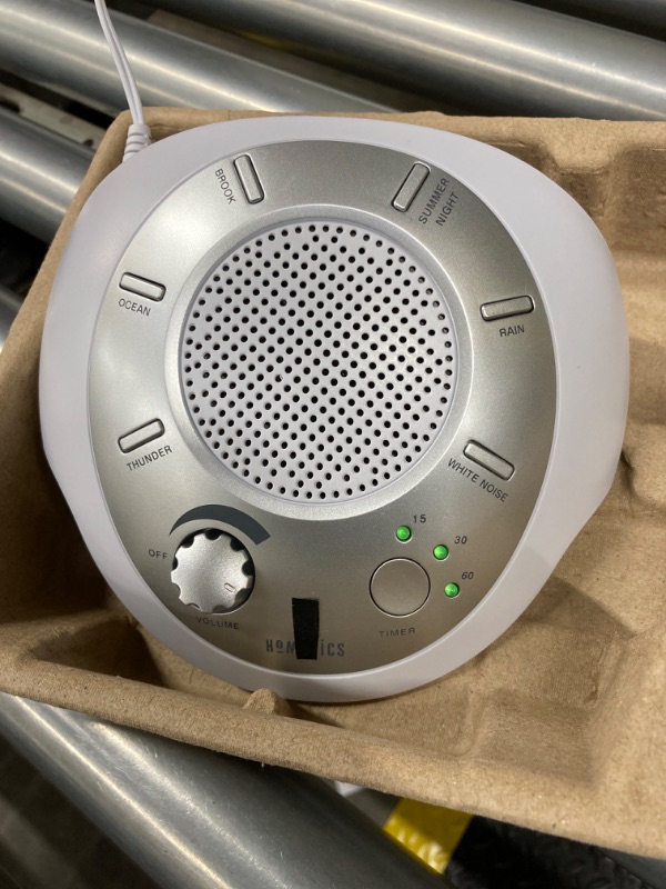 Photo 1 of Homedics SoundSleep White Noise Sound Machine, Silver, Small Travel Sound Machine with 6 Relaxing Nature Sounds, Portable Sound Therapy for Home, Office, Nursery, Auto-Off Timer, By Homedics