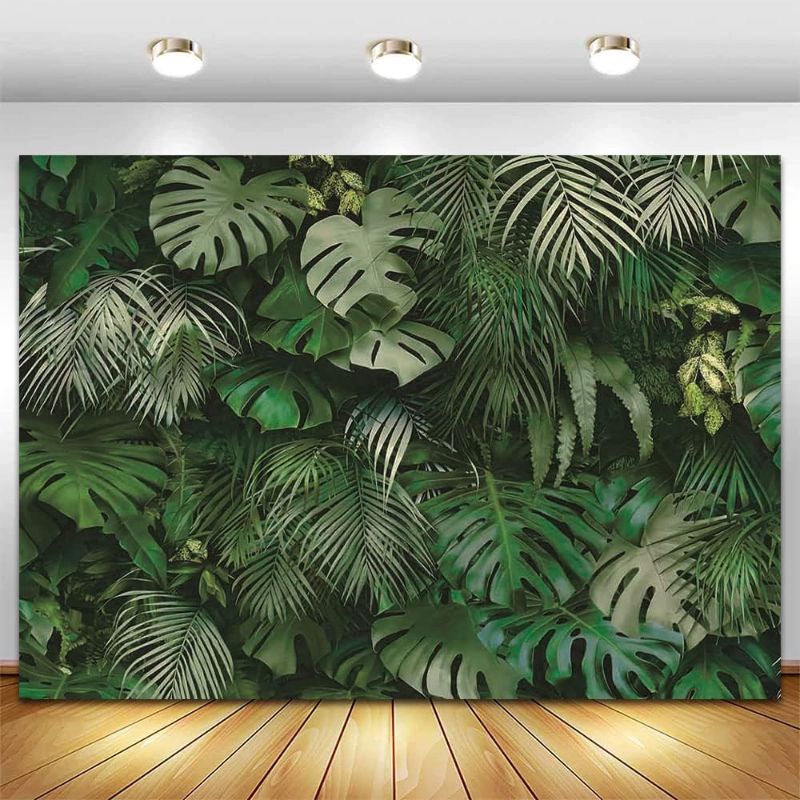 Photo 1 of 10x8ft Green Tropical Palm Leaves Picture Photography Backdrop Jungle Safari Plants Photo Background for Hawaiian Luau Party Decor Banner Birthday Baby Shower Supplies
