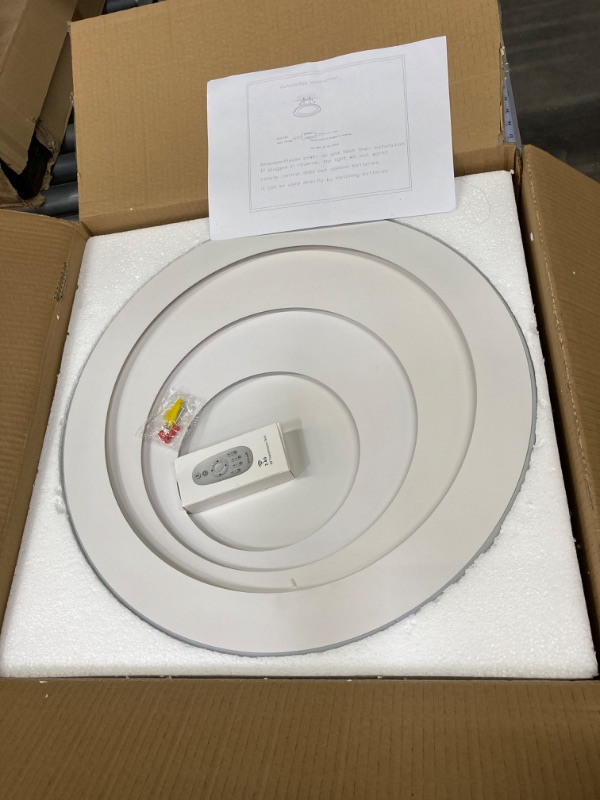 Photo 2 of 19.6“ 40w Modern Unique Ceiling Light Dimmable LED Ceiling Lamp with Remote Control 4Rings Flush Mount White Ceiling Light for Living Room Dining Room Bedroom Kitchen