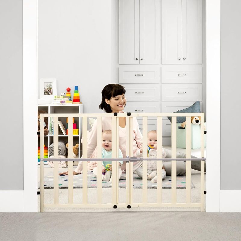 Photo 1 of Regalo Easy Fit Wooden Decor Adjustable 42-Inch Extra Wide Baby Gate, Natural Wood
