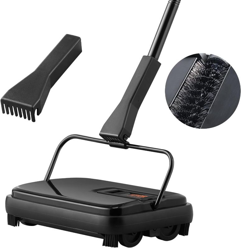 Photo 1 of 2 PACK VEVOR Carpet Sweeper Manual, Floor Sweeper with 300 ml Dustbin Capacity Easy to Empty, for Home Office Carpets Pet Hair Dust, Black
