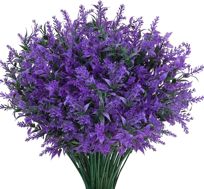 Photo 1 of Ageomet 24 Bundles Artificial Flowers for Outdoors Artificial Lavender Flowers 