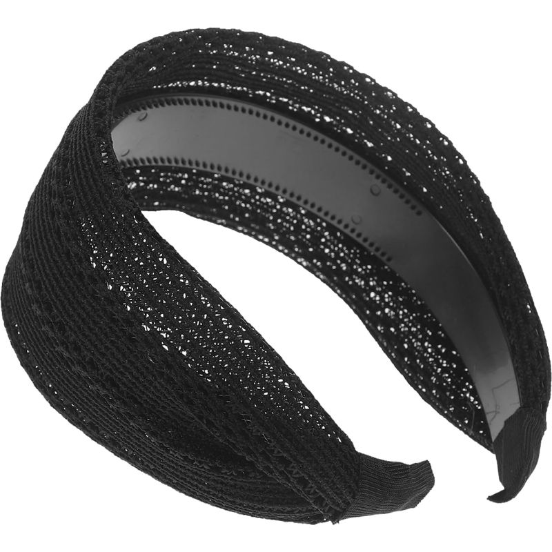 Photo 1 of Mesh Wide Headband Women Wide Headband Fashionable Aesthetic Hairband Girls Bridal Hair Hair Accessories Headdress Party Makeup Head Hair Band
