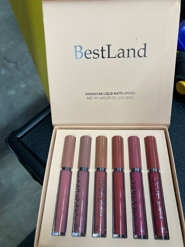 Photo 1 of 6Pcs Matte Liquid Lipstick Set Lip Stain Makeup, Long Lasting High Pigmented Nude Waterproof Non-Stick Cup Lip Gloss Kit for Girls Women Make Up Gift Set
